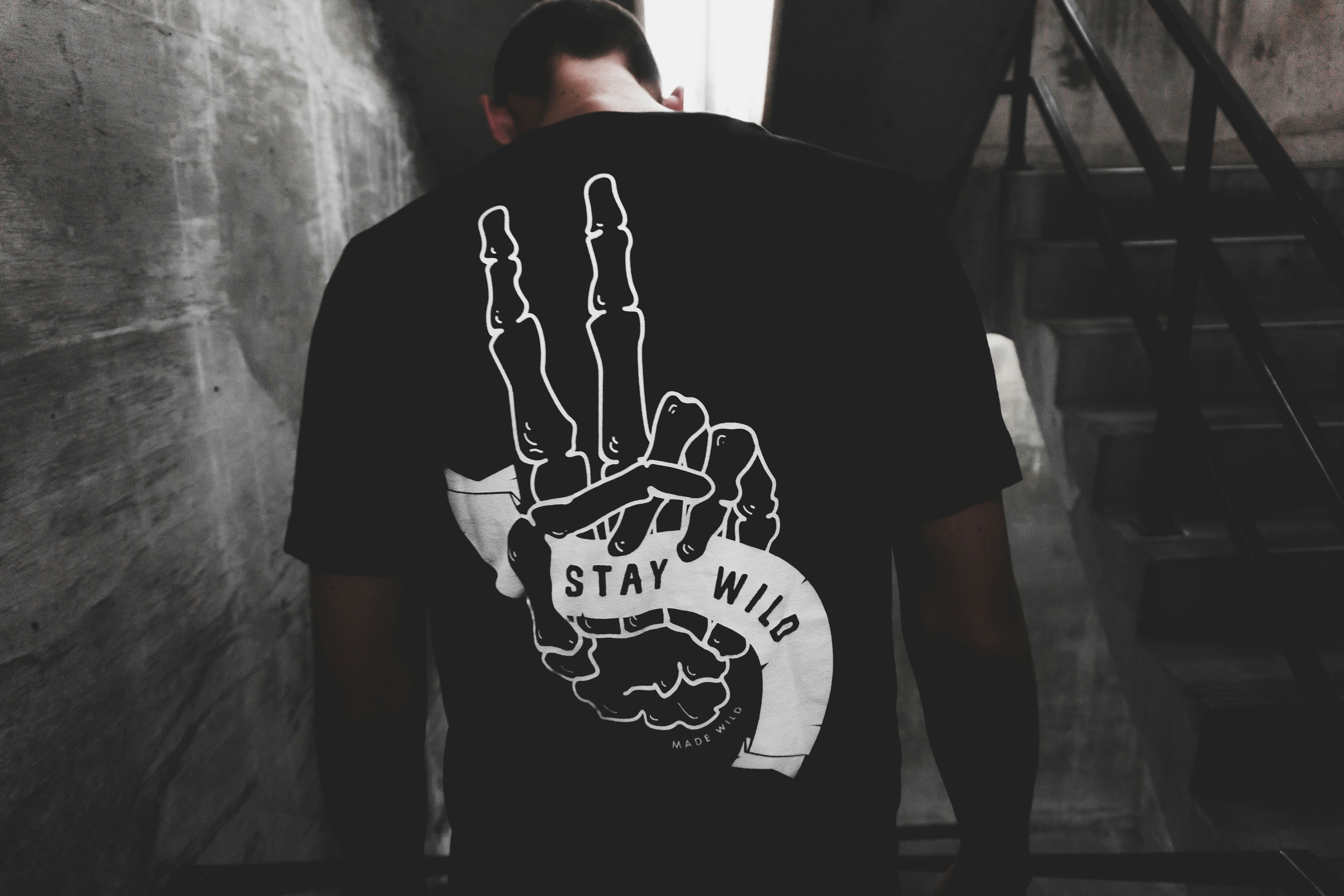 Man wearing a black t-shirt